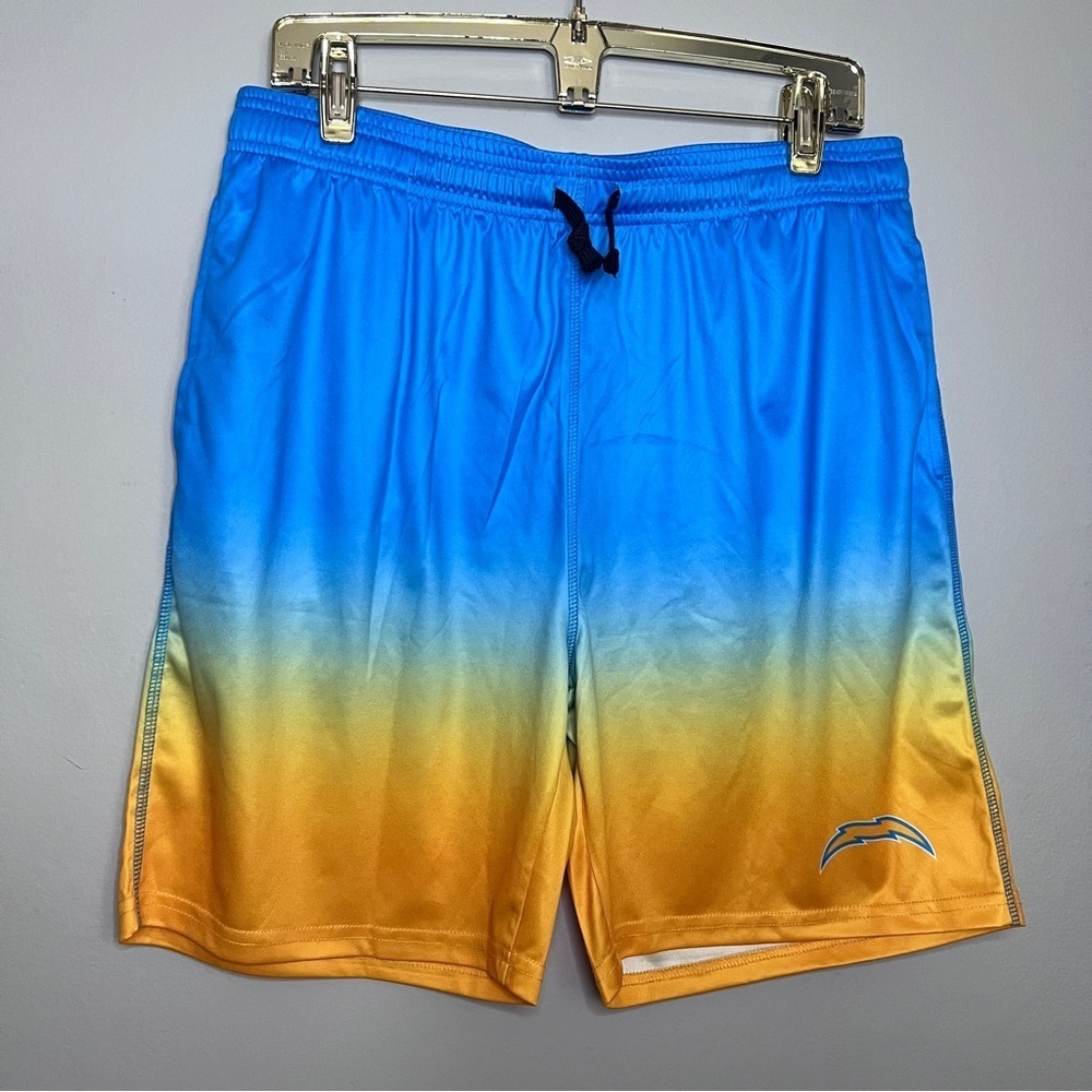 NFL Blue Orange Los Angeles Chargers Game Ready Gradient Training Shorts Medium